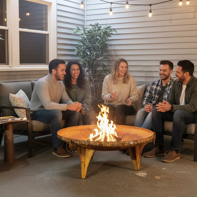 The Rustic Ridge: 42 Inch Steel Fire Pit